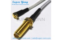 SMA BULKHEAD FEMALE CRIMP TO MMCX RIGHT ANGLE MALE CRIMP FOR RG316 CABLE