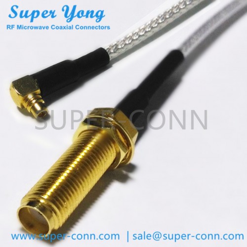 SMA BULKHEAD FEMALE CRIMP TO MMCX RIGHT ANGLE MALE CRIMP FOR RG316 CABLE